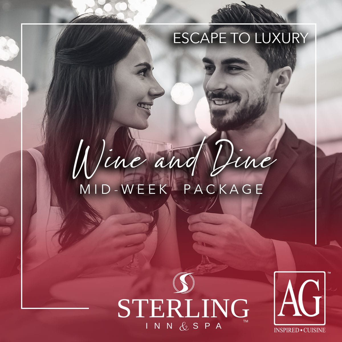 Wine, dine and unwind this winter with the Wine & Dine Package at Sterling Inn & Spa/AG Inspired Cuisine